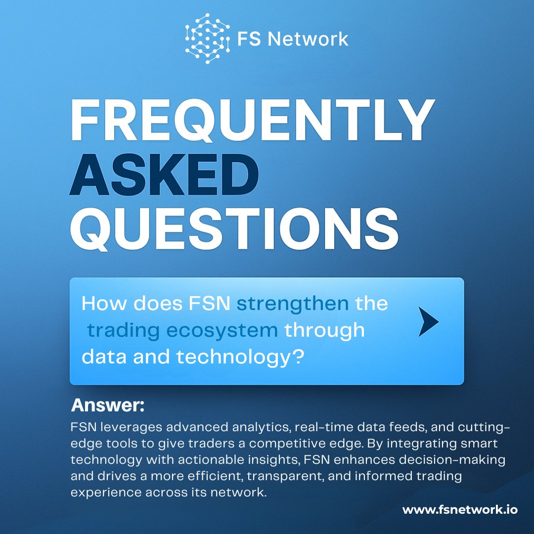 fsnetworkio's tweet image. ⚙️ How does FSN boost trading with tech?
By using real-time data, smart tools, and analytics to help traders make sharper, faster decisions. 📊🚀
#FSNetwork #SmartTrading #TradingTech #DataDriven #ForexTools