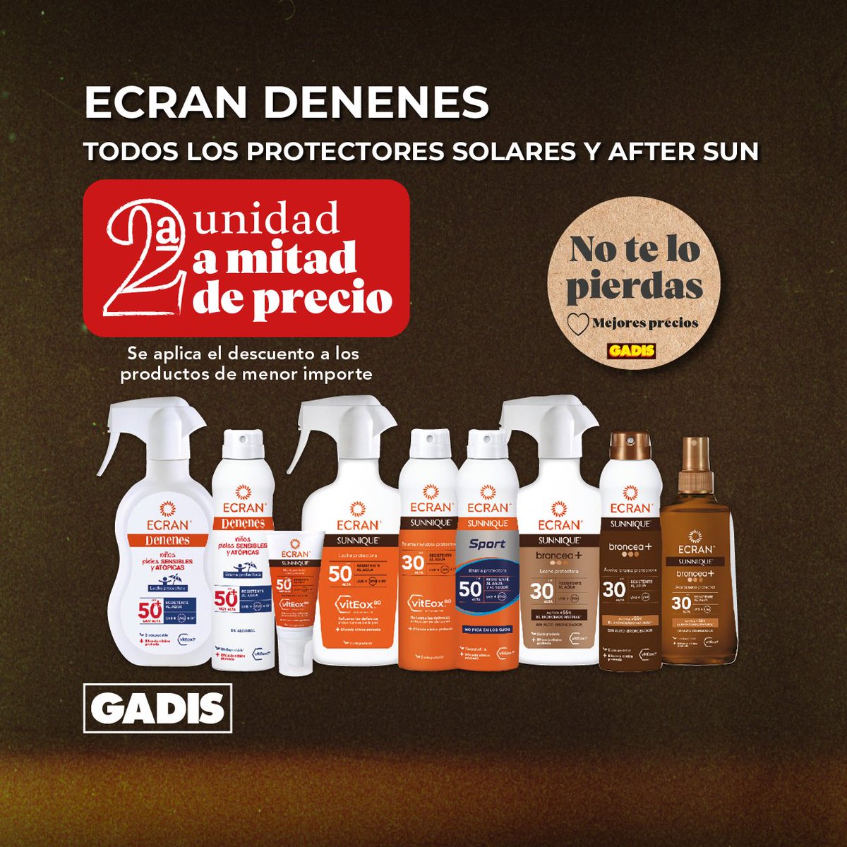El sol aprieta 🌞, ¡pero tu piel no tiene por qué sufrir! 🧡

Protege, hidrata y disfruta con esta oportunidad. Sí, ¡en tu Gadis de siempre! 😎