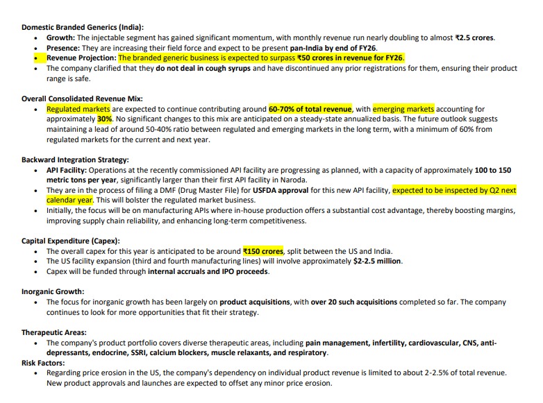 TiltQuest's tweet image. Senores Pharmaceutical Q1FY26 CONCALL HIGHLIGHTS
#Senores
#senorespharma