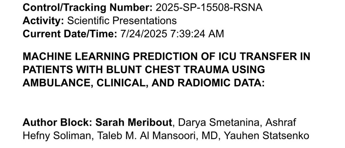 SarMrb's tweet photo. Found out two of my first-author abstracts were accepted to #RSNA2025 in Chicago!🧠🩻

Grateful to my mentors, collaborators, and lots of caffeine. Excited to share our work on AI+radiology with the world!

See you in the Windy City!��️📍
#MedTwitter #AI #Radtwitter #Radres #RSNA https://t.co/wEScFPFbLm
