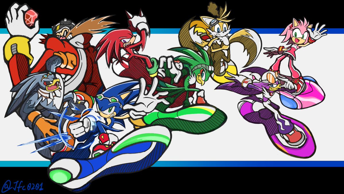 jfc0201's tweet image. Recently had the honor to draw a thumbnail for the Sonic Riders Zero Gravity Chinese dub project on Bilibili!
#sonicthehedgehog #sonic #索尼克