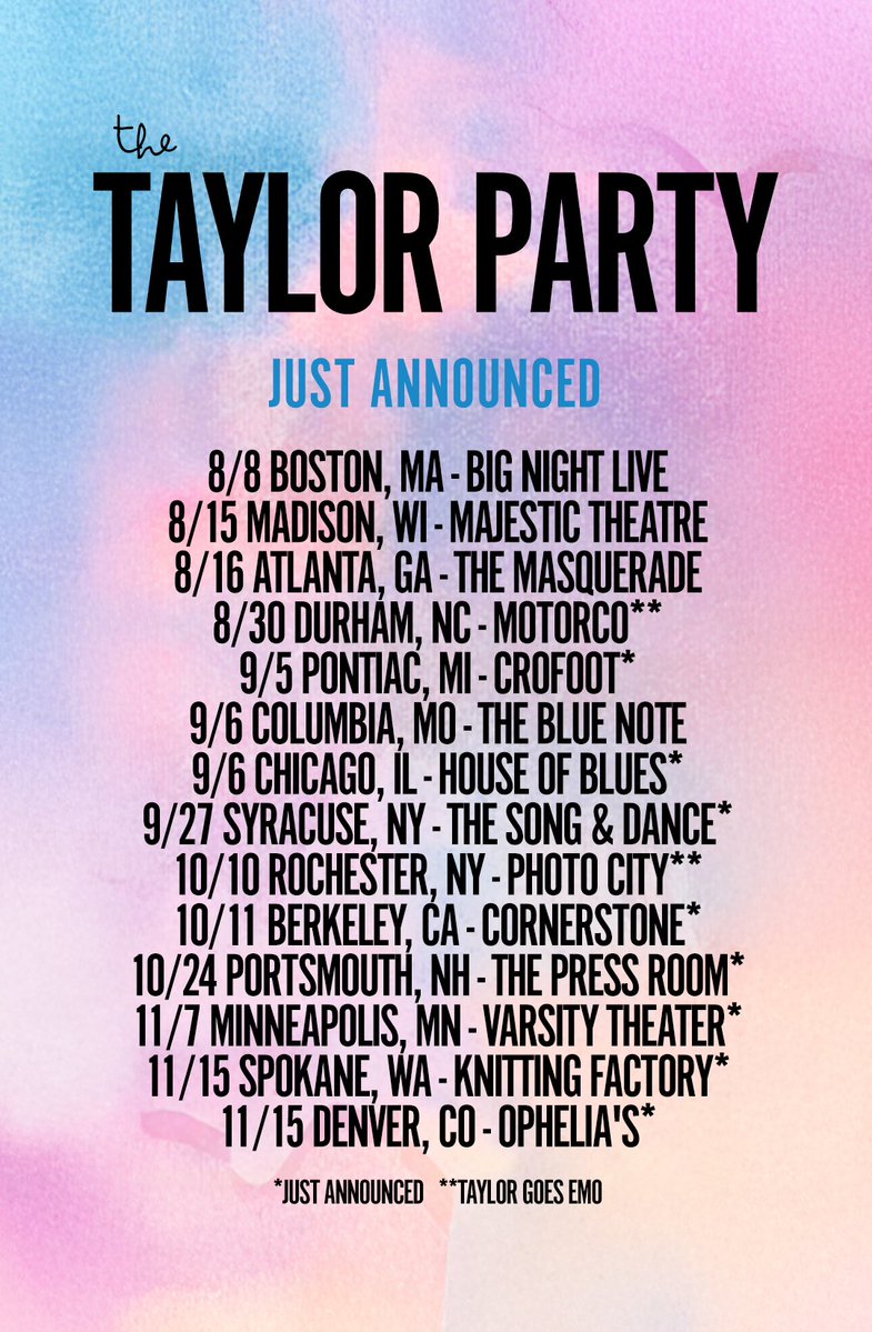 ✨ Our new dates are a fever dream high in the quiet of the night 🩵 It’s a cruel summer but it’s gonna be alright because we’re coming back to a city near you!
♥️ Lovers Club presale TODAY
🎫: On sale tomorrow 👉 thetaylorparty.com