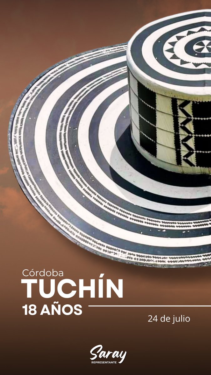 ¡Felices 18 años Tuchín! Cuna del sombrero vueltiao y ejemplo de resistencia cultural. Te deseamos un año de prosperidad, oportunidades y orgullo zenú.

¡Feliz aniversario, querido Tuchín! 💛

#OrgulloCórdobés #Tuchín <a href="/AlcaTuchin/">Alcaldía de Tuchin</a>