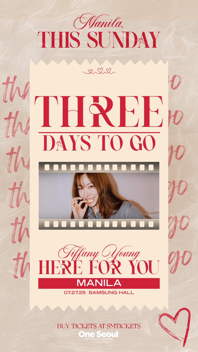 OneSeoulPH's tweet image. Three days to go! Can you feel it? 💓 She’s given us countless memories and now it’s our turn to give back with love, hype, and maybe a few sparkles.
Buy tickets at tiny.cc/TIFFANYinMANILA or SM Tickets nationwide
Presented by @LSquaredProdPH
#HERE_FOR_YOU…
