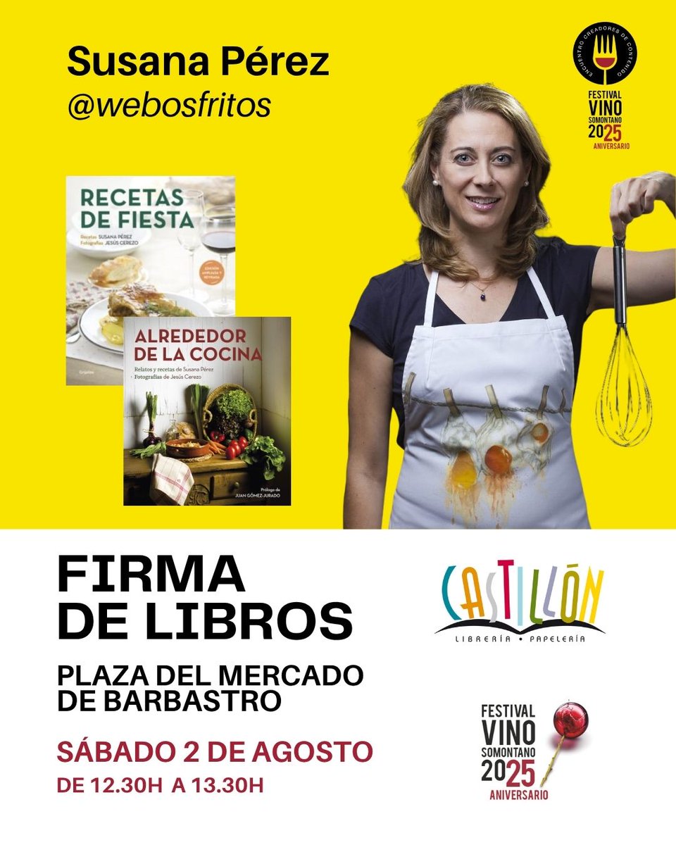 DO Somontano (@dosomontano) on Twitter photo Como sabéis, ¡Susana Pérez <a href="/webosfritos/">Su, de webos fritos</a> es una de las ponentes de la mesa redonda del Encuentro de Creadores de Contenido Festival Vino Somontano 2025 Aniversario que tendrá lugar el sábado, 2 de agosto, en el Centro de Congresos de Barbastro!
Después de la mesa redonda del Como sabéis, ¡Susana Pérez <a href="/webosfritos/">Su, de webos fritos</a> es una de las ponentes de la mesa redonda del Encuentro de Creadores de Contenido Festival Vino Somontano 2025 Aniversario que tendrá lugar el sábado, 2 de agosto, en el Centro de Congresos de Barbastro!
Después de la mesa redonda del