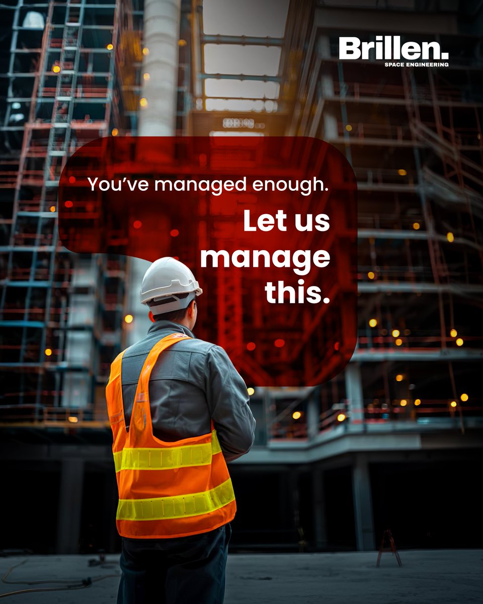 brillenspace's tweet image. You don’t need more pressure. You need a partner who delivers.
Let Brillen handle the heavy lifting.
From blueprint to build-out, we manage it all.

#BuiltByBrillen #StressFreeProjects #BrillenSpace #SpaceEngineering #ConstructionExperts #BuildWithBrillen #ConstructionManagement