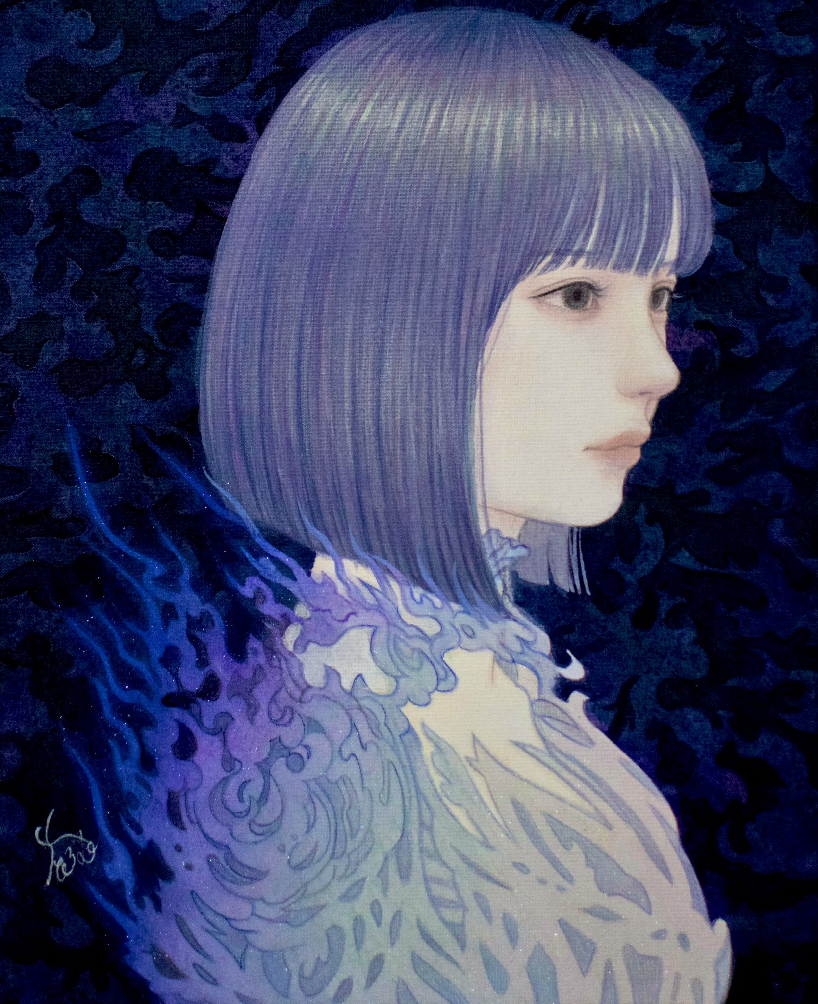 むらまつちひろ、「脳しんとう」、希少画集・額装画、日本製・新品額縁 むらまつちひろ、「脳しんとう」、希少画集・額装画、日本製