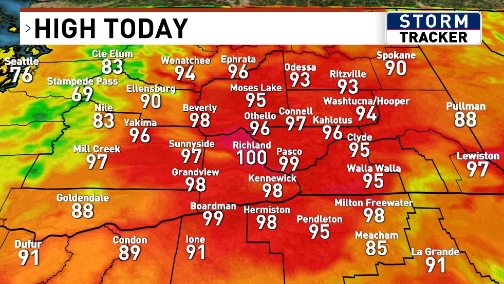 JDonovanWx's tweet image. It will be a hot and blustery Thursday around the forecast area bringing heightened fire danger. Wind will back off by just a tad on Friday with slightly cooler temperatures.
If heading out to the Columbia to watch the hydros this weekend, the weather will be sunny and pleasant!