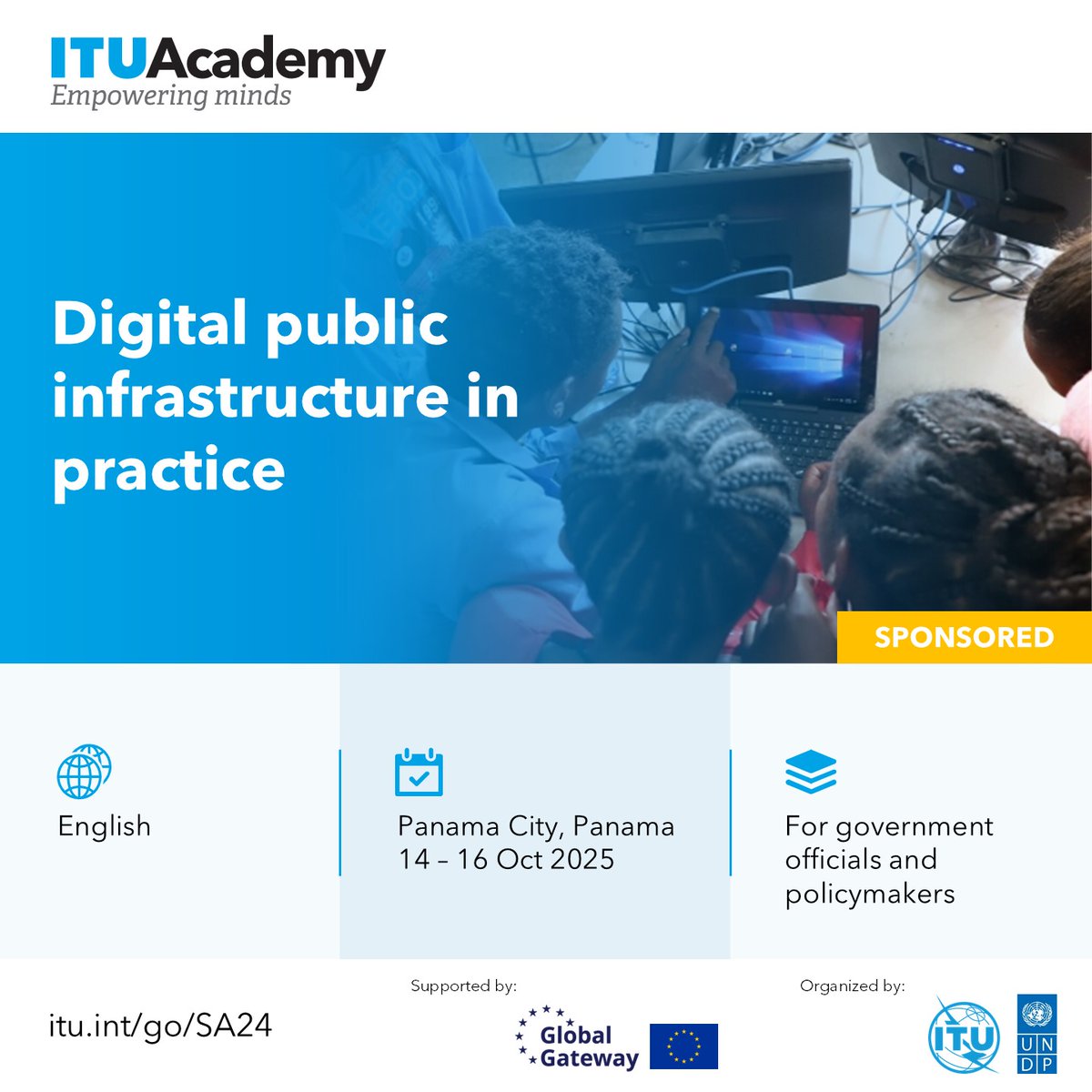 UNDPDigital's tweet image. 🌐 Apply now for "Digital public infrastructure in practice"!
📍 Panama City | 🗓️ 14–16 Oct 2025
👥 For gov't officials & policymakers
💡 Hands-on training to drive inclusive digital transformation
💸 Free for selected participants
🔗academy.itu.int/training-cours…
🗓️ Deadline: 31 Aug