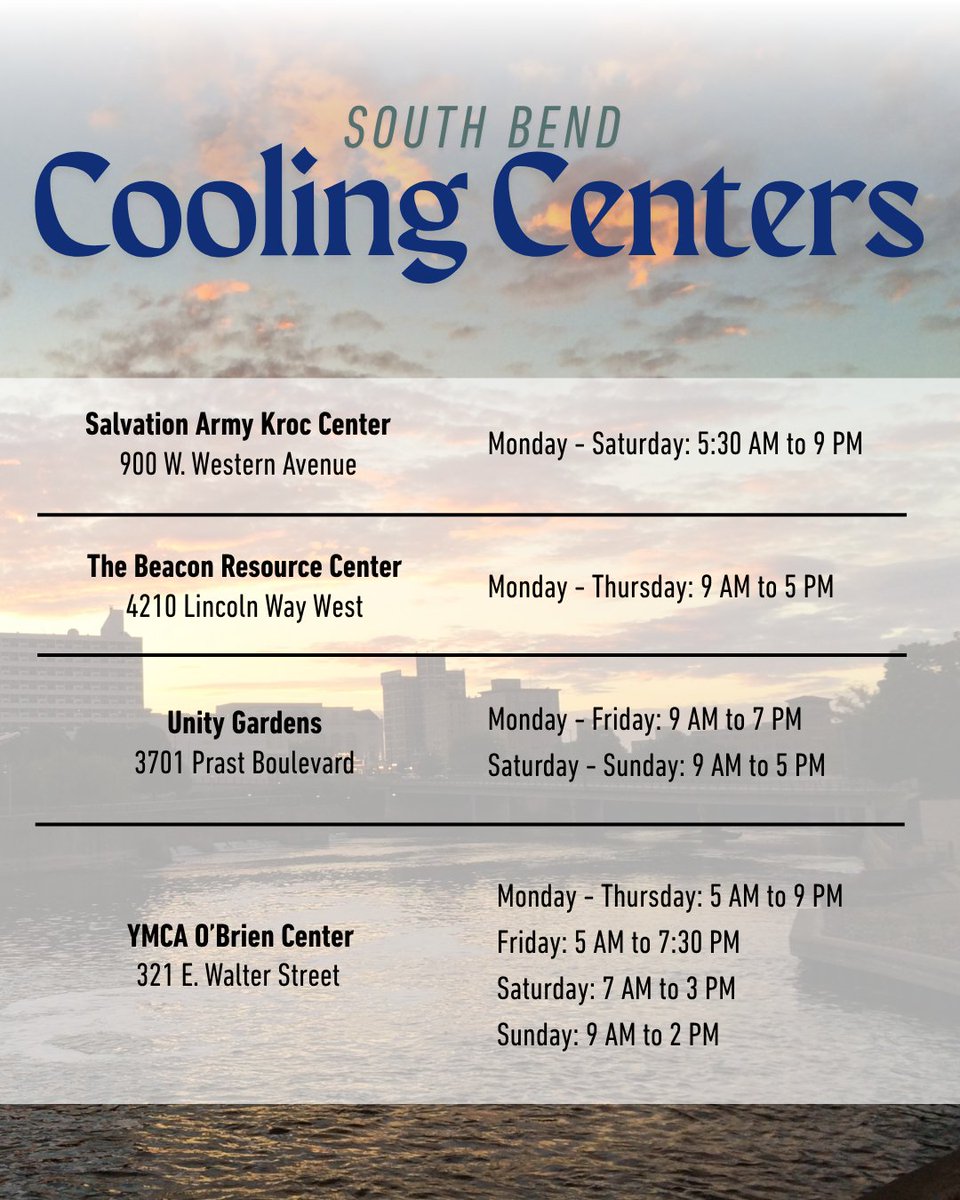 See below for more information about South Bend Cooling Centers!