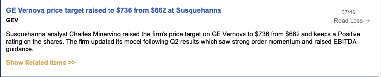 ConnorJBates_'s tweet image. $GEV GE Vernova price target raised to $736 from $662 at Susquehanna