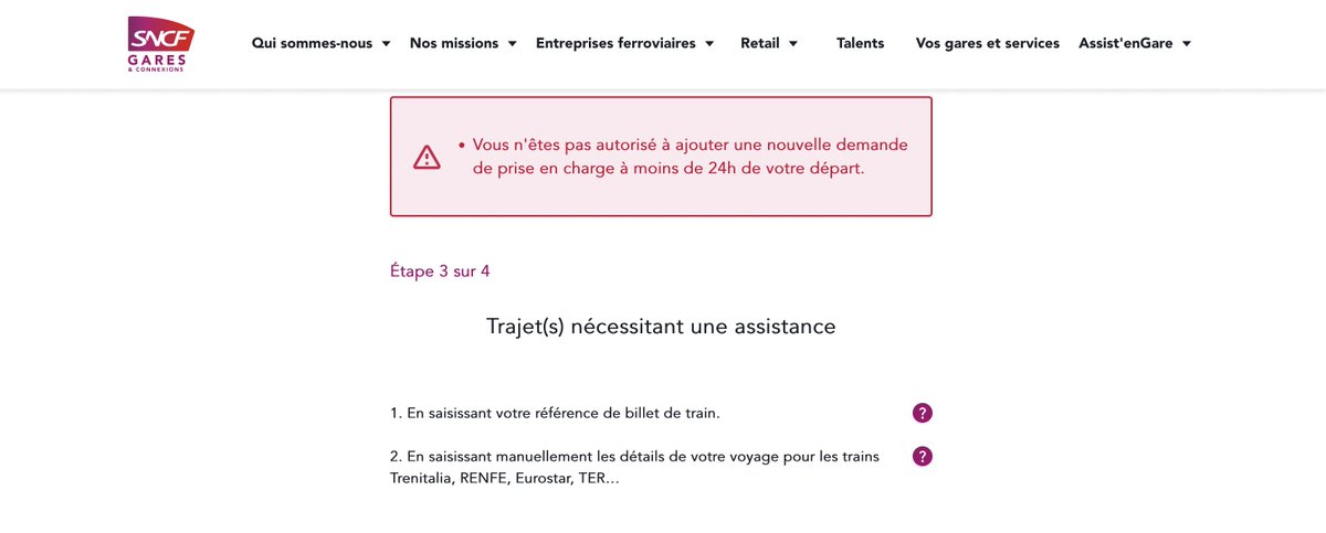 MilenaSurreau's tweet image. Ah oui, c'est vrai que quand on est PMR on est des sous-citoyens : on ne peut pas prendre le train au "dernier moment" (le train en question est dans 23h50, pas de bol).
Merci @SNCFVoyageurs merci pour tout