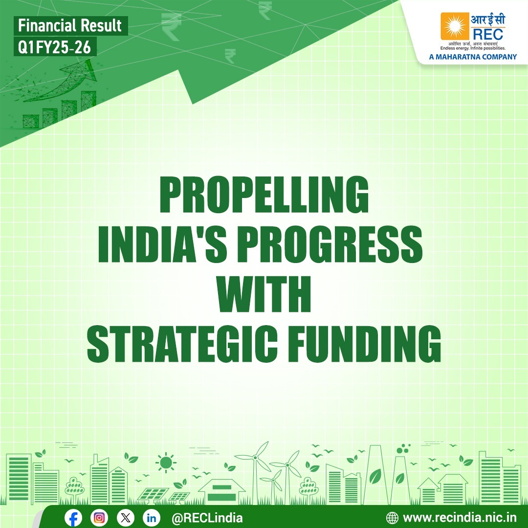 RECLindia's tweet image. Another benchmark performance delivered!
REC has started the financial year with strong performance in the first quarter, reflecting positive growth momentum across all verticals.
Swipe through for all key figures of our Q1 FY26 results!
#RECLimited #PowerSector…