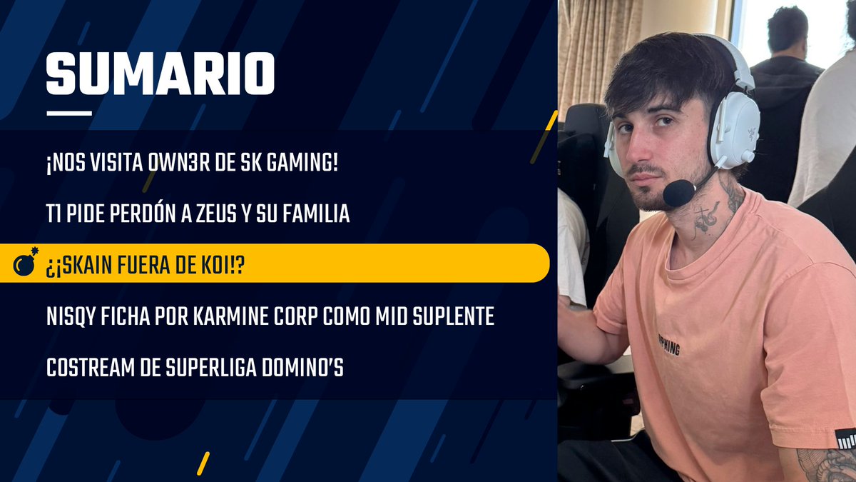 🔥 Hoy tenemos programa CALENTITO, CALENTITO

Hablamos de lo de Skain, de T1 pidiendo perdón, de NISQY en KC... ¡Y tendremos de invitado a <a href="/OwN3RLoL/">OWN3R</a>! 

Nos vemos a las 15h en nuestro canal 👇

<a href="/DefNotJordi/">Jordi LMK</a> 
<a href="/NKharasu/">Kharasu</a> 
<a href="/ToadAmarillo/">LYON Toad</a> 
<a href="/mfreak00/">성진우 | MindFreak 🇰🇷</a>