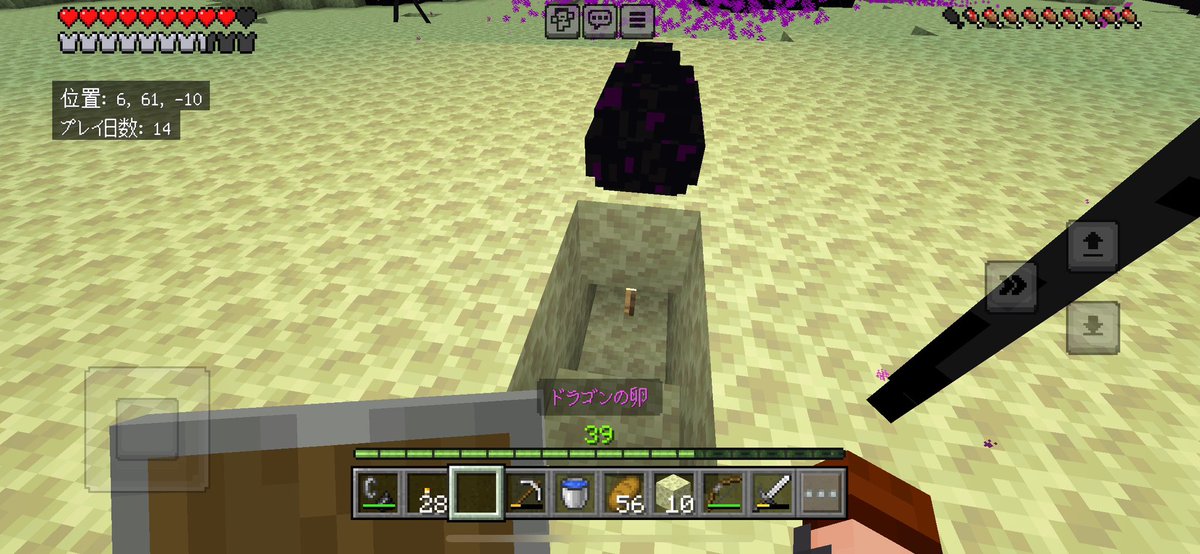 弓が届く範囲のエンドクリスタル破壊後、最後は直接倒させていただきました。TNTは僕が下手だっただけなのか？改めてエンドラさんお付き合いいただき感謝します。関係無いけど戦利品の卵はちゃんと預かります。お疲れ様でした。それでは現世にかえる！！
#Minecraft #マイクラ #お疲れ様エンダードラ