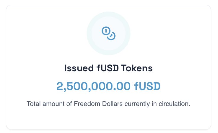 $2,500,000 $fUSD are now in circulation!
Full self financial control is now available for everyone who wants it. FreedomDollar.com