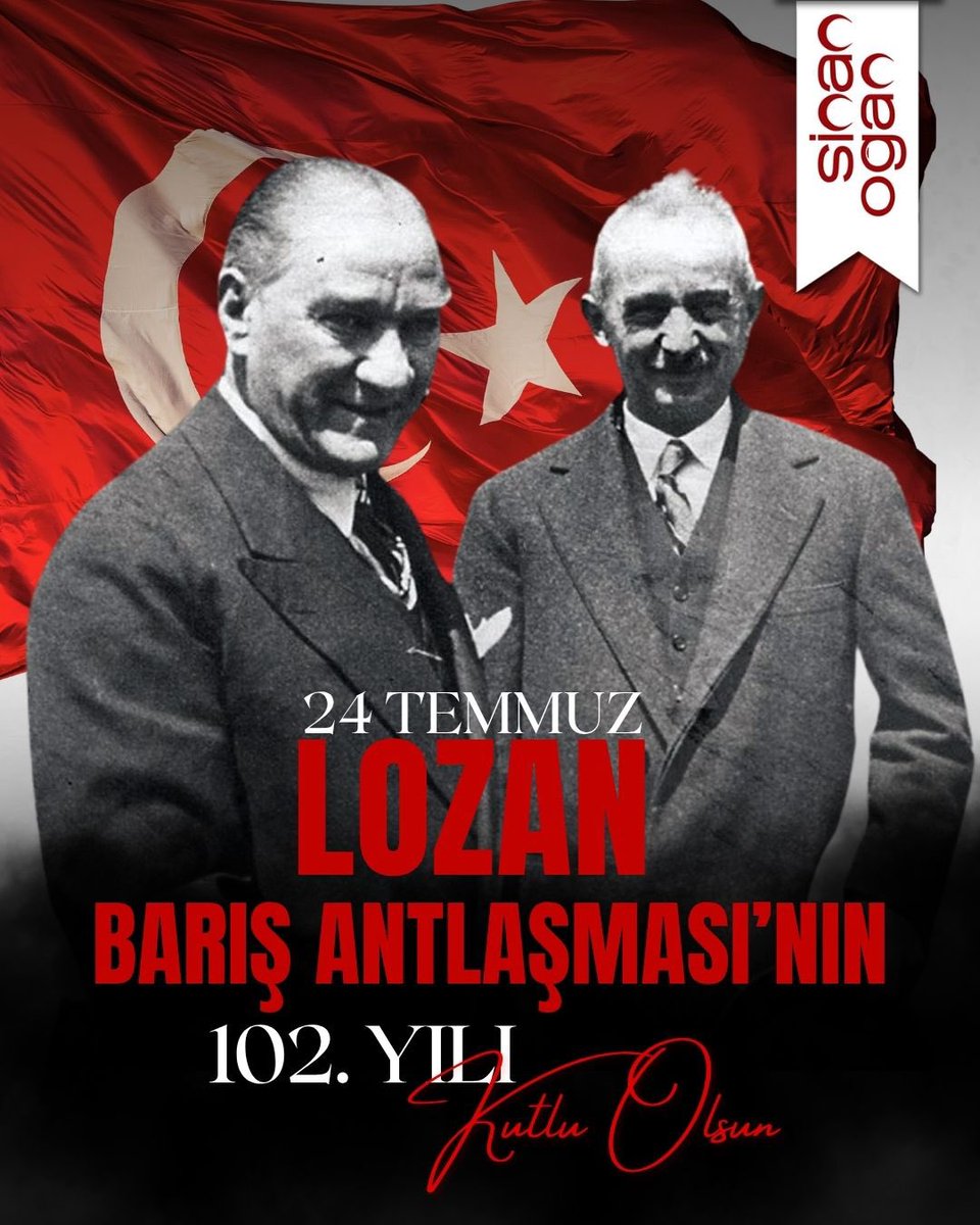 Lozan; Türkiye Cumhuriyeti’nin bağımsızlığını ve egemenliğini tüm dünyaya kabul ettirdiği diplomatik zaferdir.
Bu büyük mirasın yıl dönümünde başta Gazi Mustafa Kemal Atatürk olmak üzere tüm kurucu kadroyu saygı ve minnetle anıyoruz.

🇹🇷 Yaşasın tam bağımsız Türkiye!

#Lozan