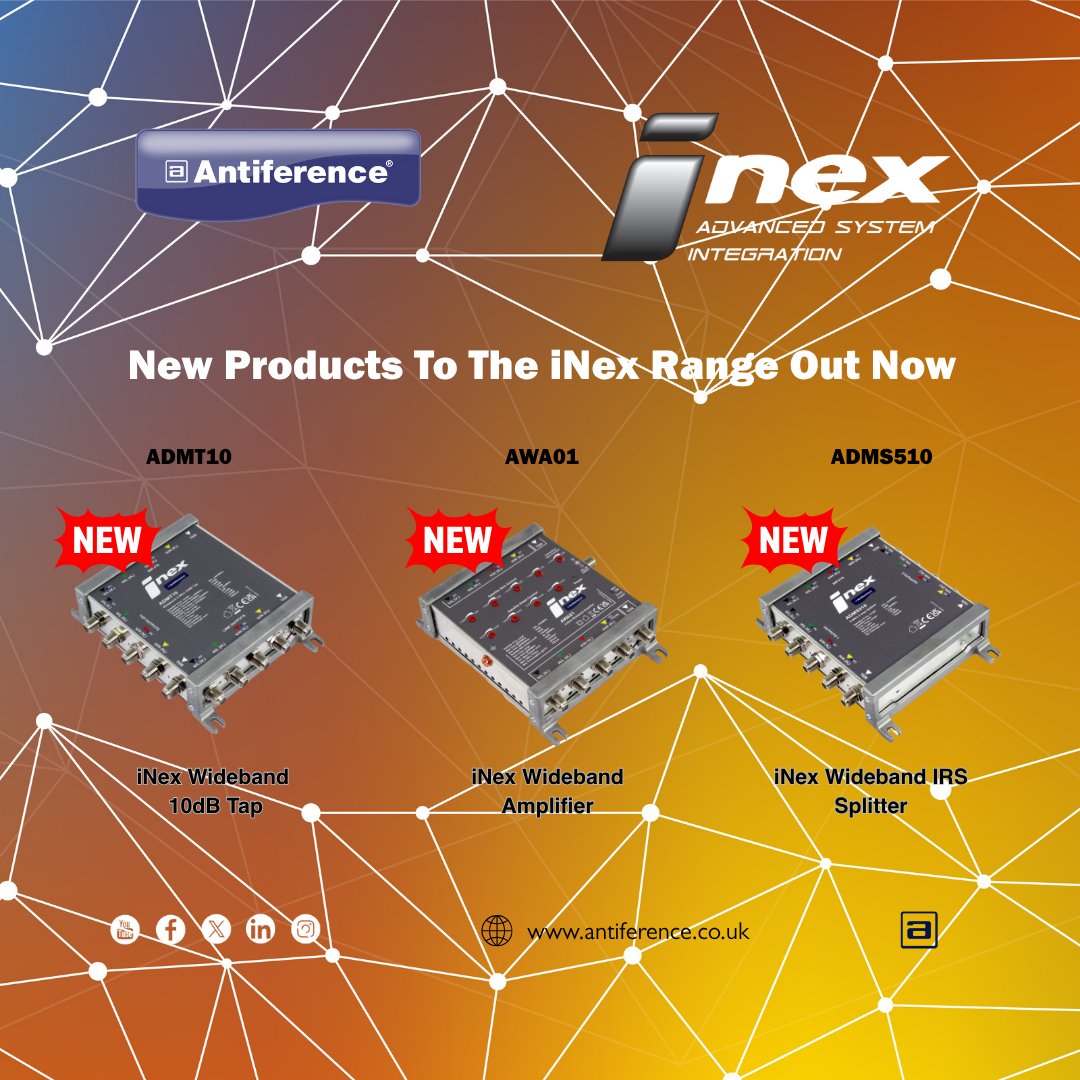 🚨 Just launched: New IRS accessories now available in our iNex range!

✅ 5 wire Wideband amps
✅ Wideband Taps &amp; Splitters
✅ Installer-trusted quality

Shop now 👉 antiference.co.uk/product-catego…
#Antiference #IRS #TVInstallers #AV