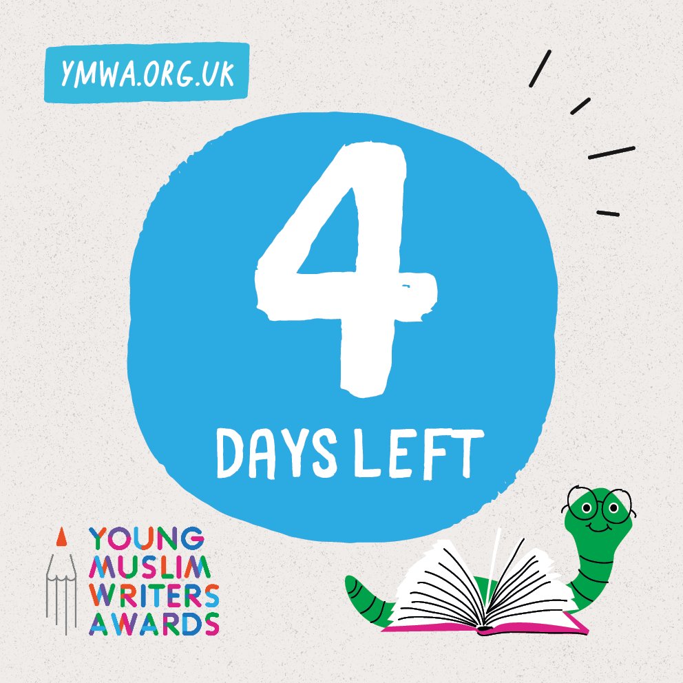 YMWAwards's tweet image. ⌛️4 DAYS TO GO!
📚 Calling young writers (16 & under) in the UK!
Enter the Young Muslim Writers Awards before midnight on Sunday 27 July to win £100! 💰
✍️ Categories: Short Story, Poetry, Screenplay, Play Script
Enter here 👉 muslimhandsuk.wufoo.com/forms/young-mu…