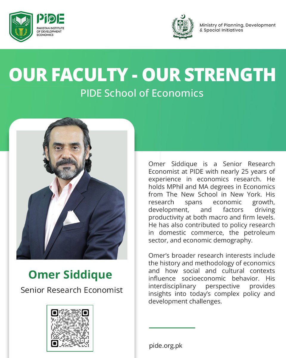 Pakistan Institute of Development Economics (PIDE) (@pidepk) on Twitter photo <a href="/PIDEpk/">Pakistan Institute of Development Economics (PIDE)</a> prepares you to lead with insight, integrity, and impact.
Omer Siddique (<a href="/OmerSiddique_/">Omer Siddique</a>) brings 25 years of experience in economic research, focusing on growth, productivity, and socioeconomic behavior, with an interdisciplinary lens on today’s policy and development <a href="/PIDEpk/">Pakistan Institute of Development Economics (PIDE)</a> prepares you to lead with insight, integrity, and impact.
Omer Siddique (<a href="/OmerSiddique_/">Omer Siddique</a>) brings 25 years of experience in economic research, focusing on growth, productivity, and socioeconomic behavior, with an interdisciplinary lens on today’s policy and development