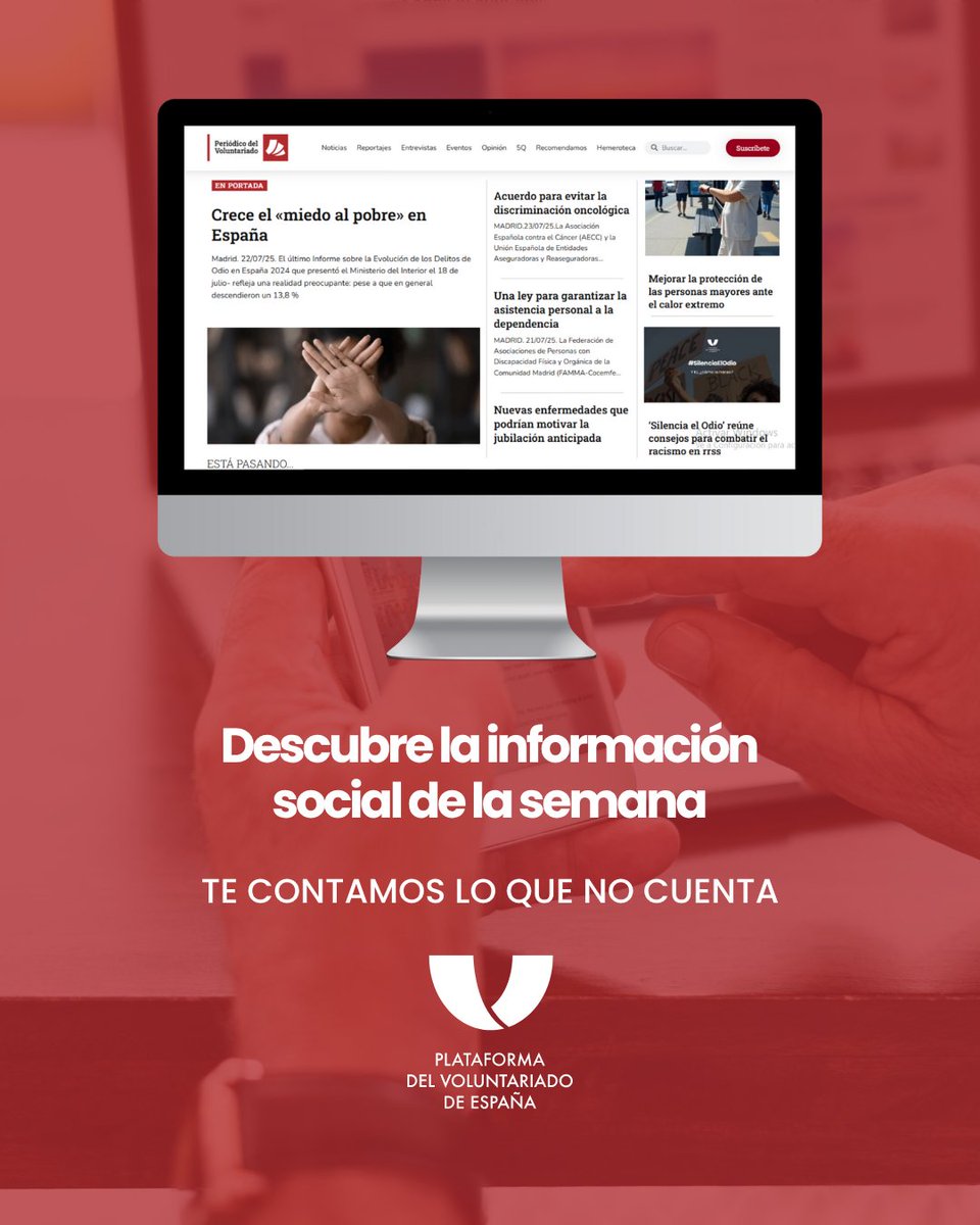 Festivo o no, ya es hora de descubrir la #informaciónsocial de la semana 😉👇

📲 ¡No te la pierdas! elperiodicodelvoluntariado.com