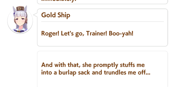Thank you Gold Ship very normal of you
