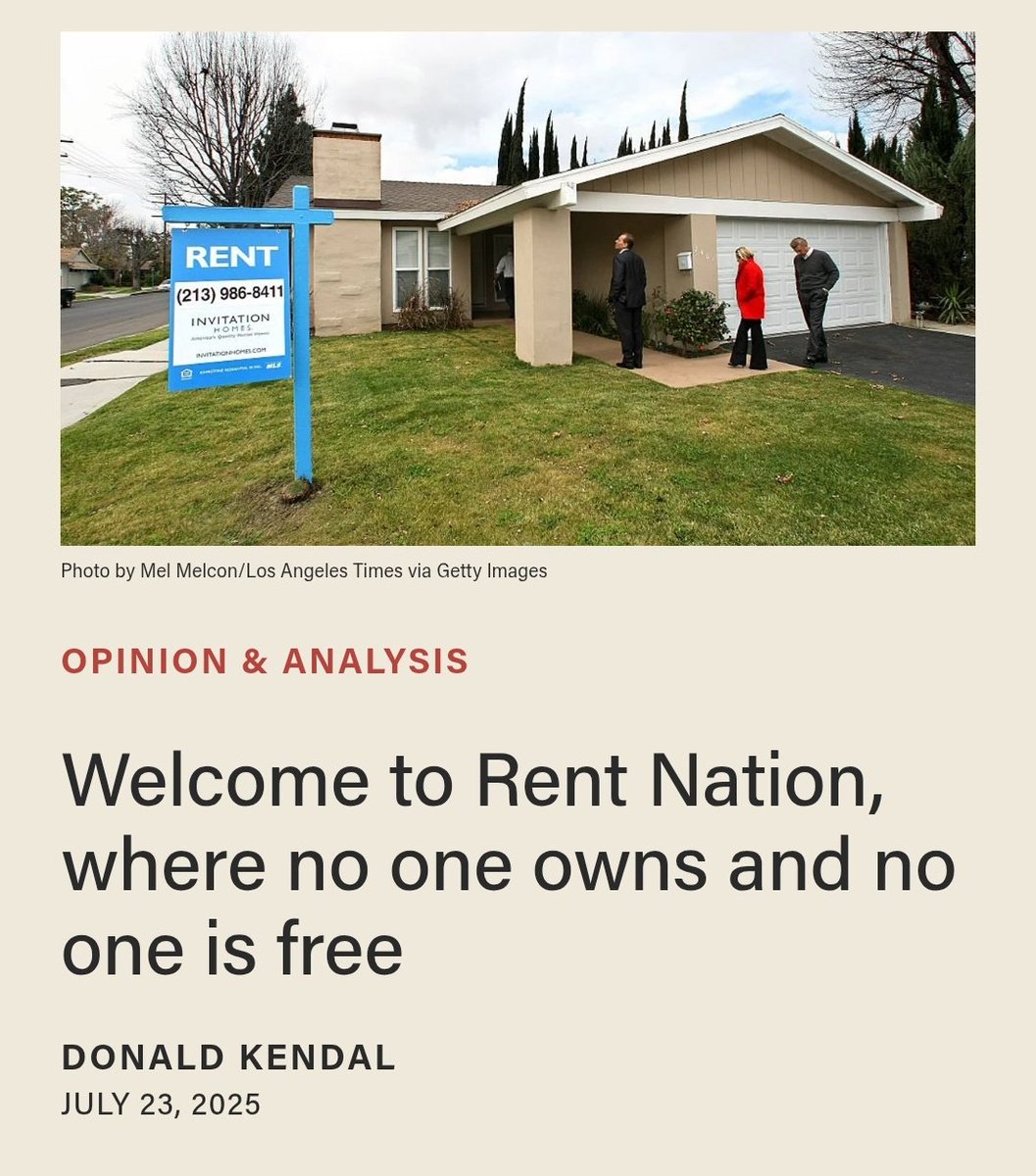 StopSocialists's tweet image. We are drifting into a rental society. Fewer families can afford to buy a home, while massive investment firms and corporate landlords are buying up the housing supply and turning America into a nation of tenants.