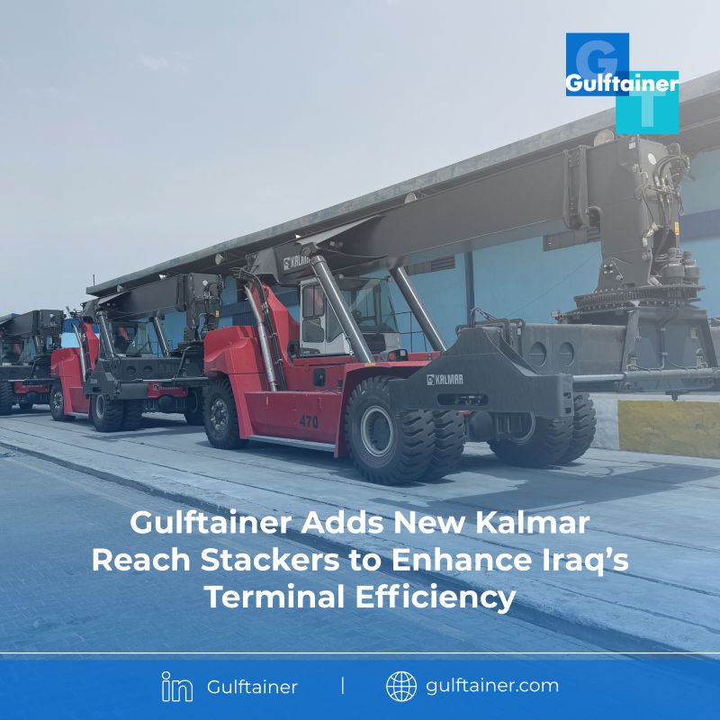 We successfully achieved an efficiency upgrade at our Iraq Container Terminal in the Port of Umm Qasr with the arrival of new cutting-edge Kalmar reach stackers. A step forward in our mission to deliver world-class ports and logistics solutions. Read more gulftainer.com/news/