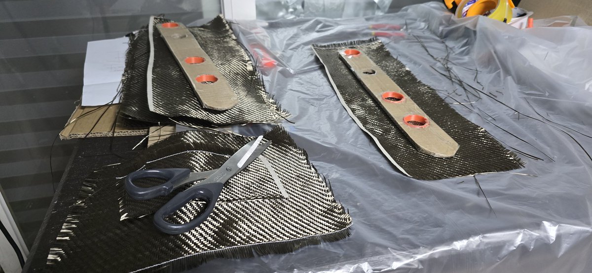 Got the first part of the robot arm composite Basalt Fiber layup ready!