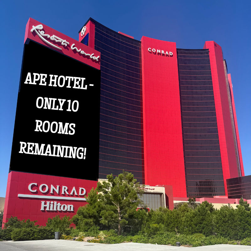 ApeConcierge's tweet image. 🚨 Only 10 rooms left at Ape Hotel 🦍
Have you locked yours in yet?
4 events already confirmed and we’re just getting started:
🎥 Creator Hub
🎮 Ape Games
🥞 Breakfasts & Brunches
…and a whole lot more loading. 🔥
Already the biggest Ape takeover in hotel history.
Would you…