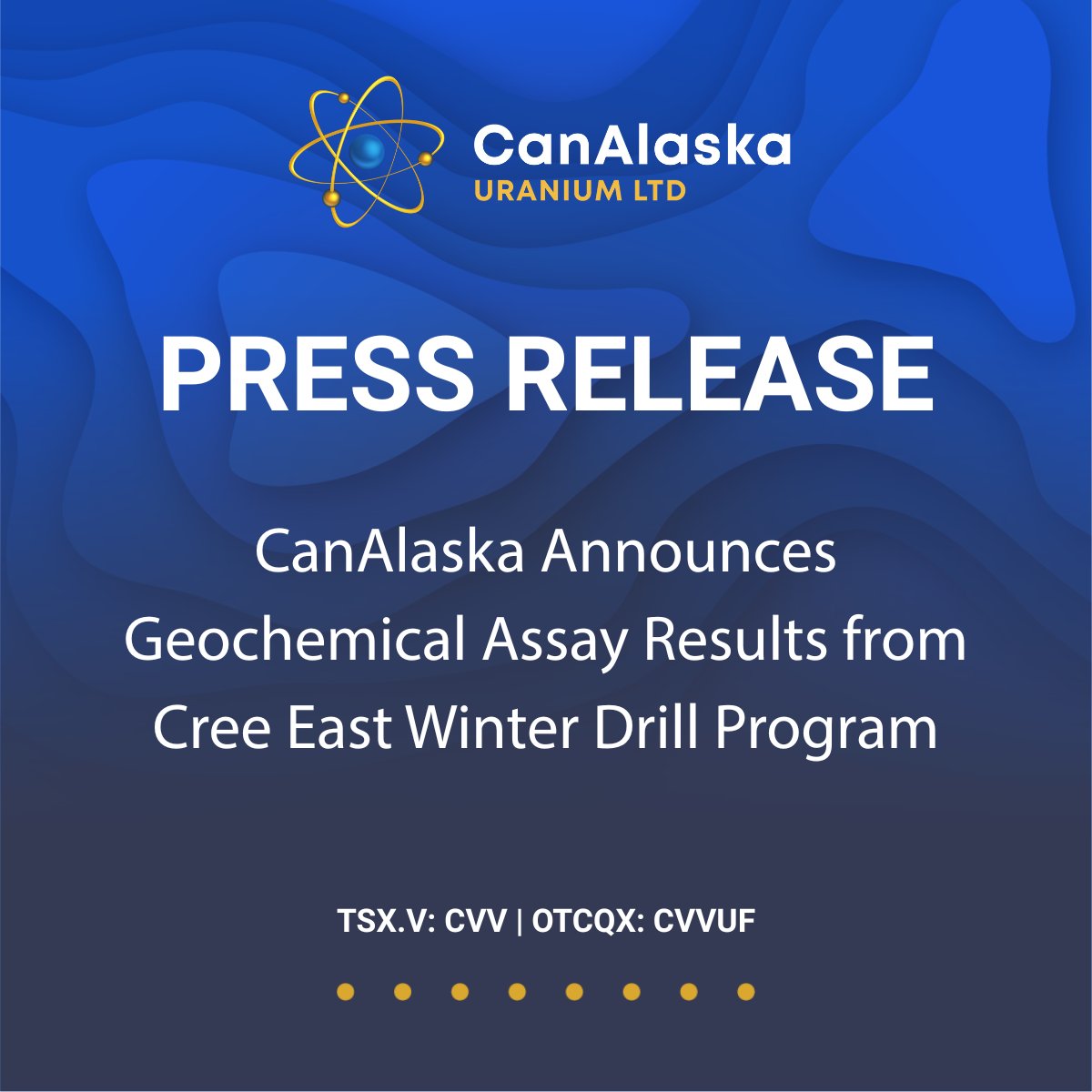 CanAlaska Announces Geochemical Assay Results from Cree East Winter Drill Program
canalaska.com/2025/07/24/can…

TSX-V: $CVV | OTCQX: $CVVUF | FSE: DH7 
#CanAlaska #Uranium #Drilling #Mining #MiningNews