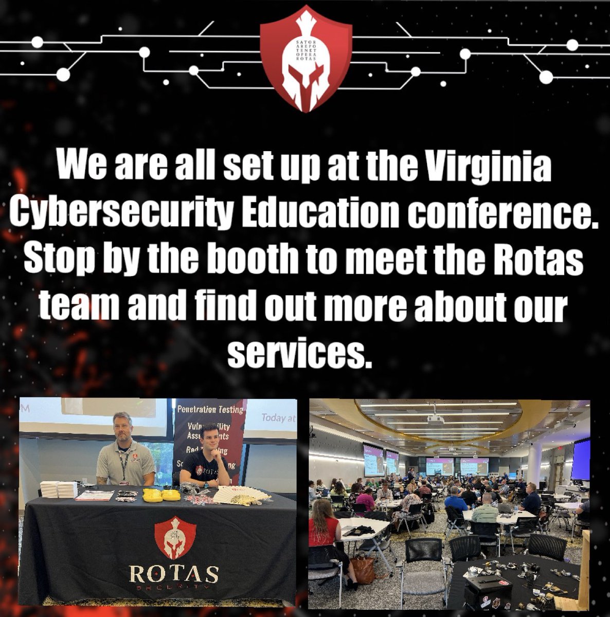 rotassec's tweet image. All set up and ready for today. Come grab some swag, pick some locks and check out Nicks presentation this afternoon. #cybersecurity #infosecurity #wehacktheplanet