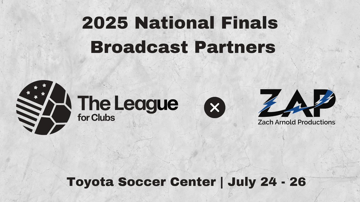 ZachTheVoice's tweet image. Continued growth!
ZAP is excited to partner with @TheLeague_fC and the National Soccer Network to help produce and broadcast the league's semifinals and championship this weekend in Frisco!