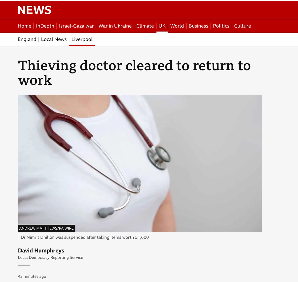 Maurice Smith (@drmauricesmith) on Twitter photo Live on the BBC’s news website now
I wonder which photo editor decided this was the best picture to fit the article?
<a href="/BBCNews/">BBC News (UK)</a> <a href="/BBCBreaking/">BBC Breaking News</a> <a href="/TheBMA/">The BMA</a> Live on the BBC’s news website now
I wonder which photo editor decided this was the best picture to fit the article?
<a href="/BBCNews/">BBC News (UK)</a> <a href="/BBCBreaking/">BBC Breaking News</a> <a href="/TheBMA/">The BMA</a>