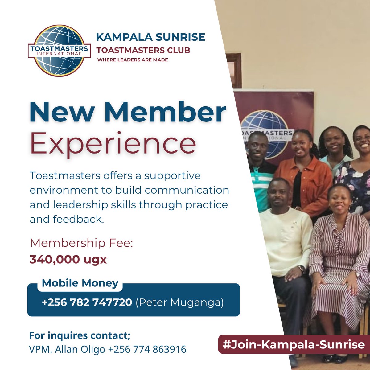 Curious about Toastmasters? 🎤
It’s a global club where you grow in public speaking, communication &amp; leadership, at your own pace.
✅ Speak confidently
✅ Build leadership
✅ Network with pros
✅ Learn by doing

Join us at Kampala Sunrise Club!