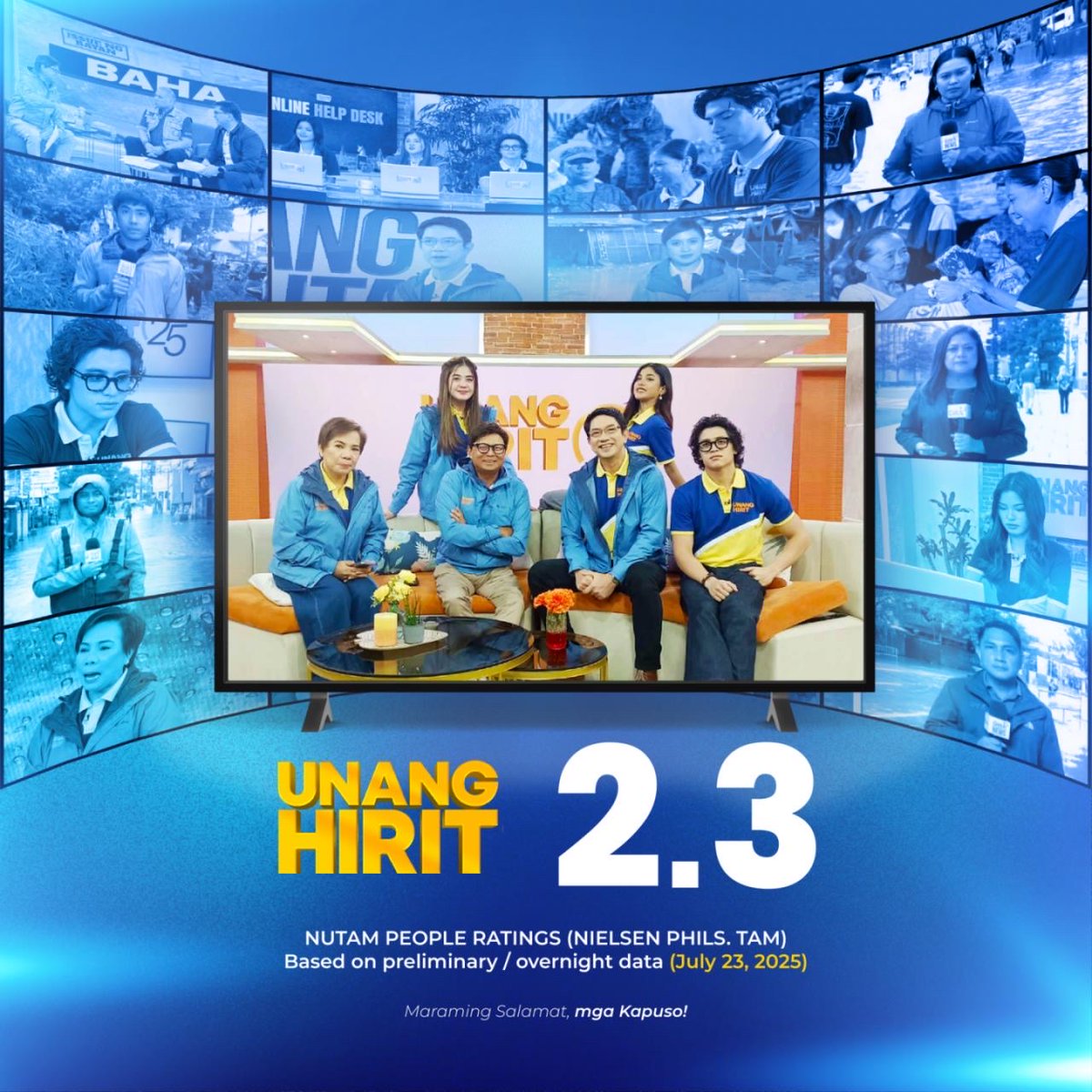 UnangHirit's tweet image. UNANG-UNA SA PAGBABALITA AT UNANG-UNA SA PAGHAHATID NG SERBISYONG TOTOO!
Maraming salamat, mga Kapuso! Makakaasa po kayo na patuloy kaming maghahatid ng #SerbisyongTotoo
Mag-ingat po tayo, mga Kapuso!