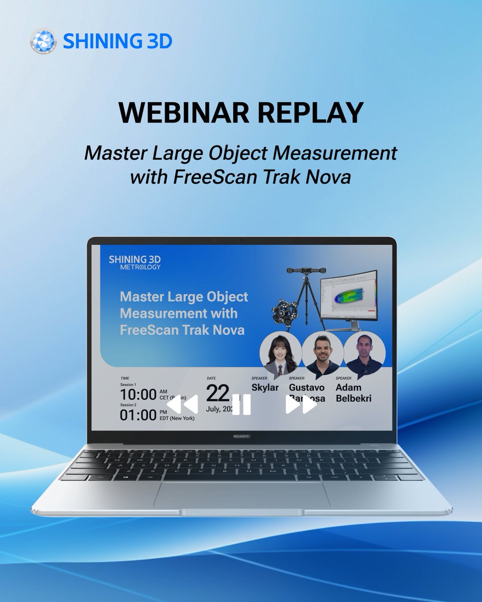 Shining3D's tweet image. 🎥 Rewatch our webinar: Master Large Object Measurement with FreeScan Trak Nova
Missed it live? Watch on demand to see how Trak Nova simplifies large part scanning — faster, easier, wireless.
👉 Watch it anytime here: hubs.ly/Q03yqnj60
#3DScan #Metrology #Webinar