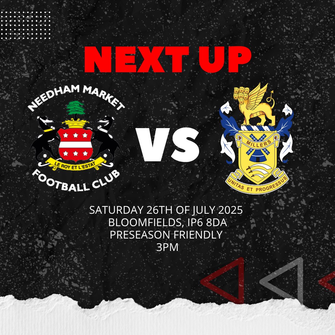needhammktfc's tweet image. We continue preparations ahead of the new campaign with a game against Aveley on Saturday 26th July. Kick-off at Bloomfields is 3pm.
#NeedhamMarketFC