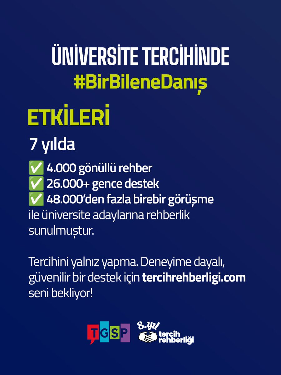 🎓 Üniversite tercihi, geleceğini belirler!

Doğru bölümü seçmek, hayaline ulaşmak ve güvenilir bilgiye erişmek için sen de #BirBileneDanış.

💻 tercihrehberligi.com’dan başvur, ücretsiz rehberinle hemen eşleş!