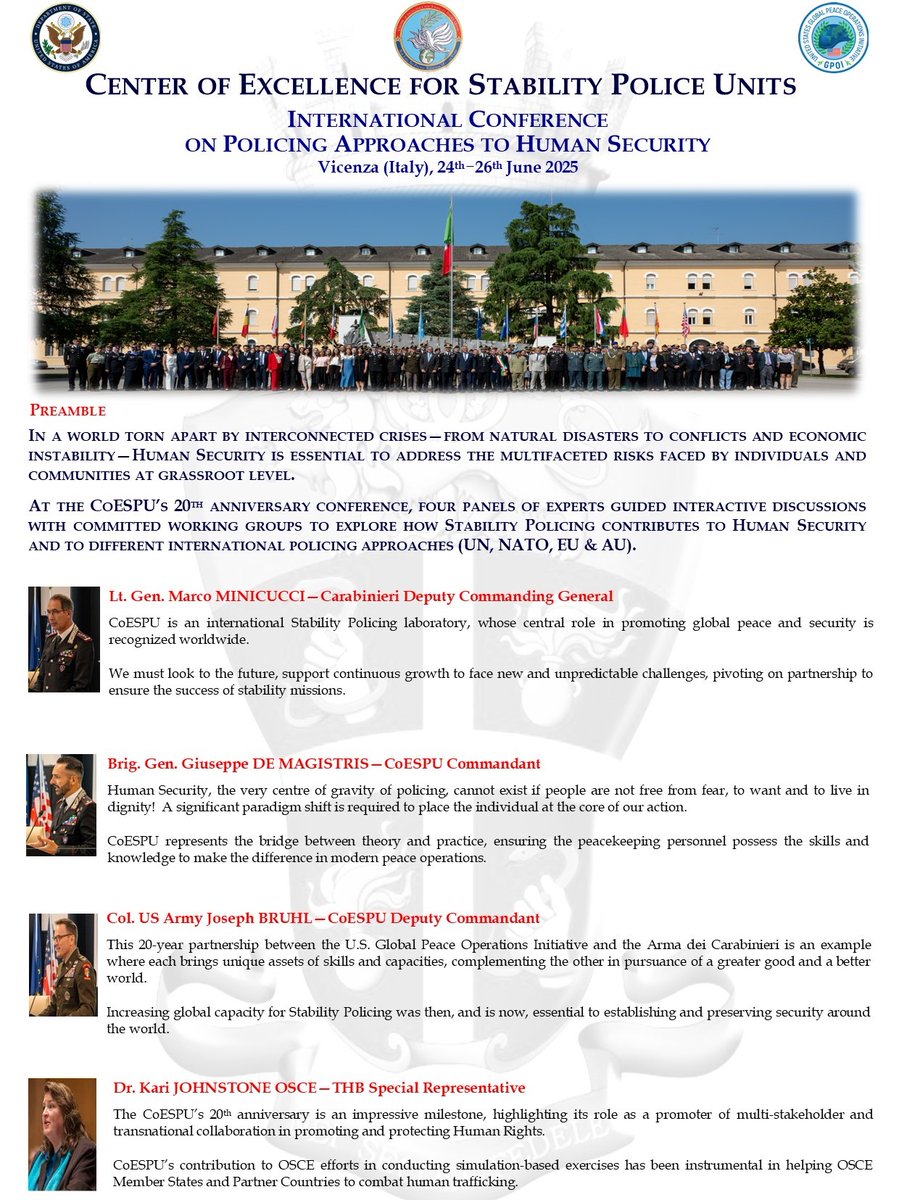 _CoESPU_'s tweet image. The #CoESPU’s Intl. Conference on #Policing Approaches to #HumanSecurity 2-pager is OUT!
See how our groundbreaking & possibly disruptive findings may strengthen #StabilityPolicing’s role for long-term #Peace & #Development!
#StabilityPolicing4Peace #StrongerTogether #20thCoESPU