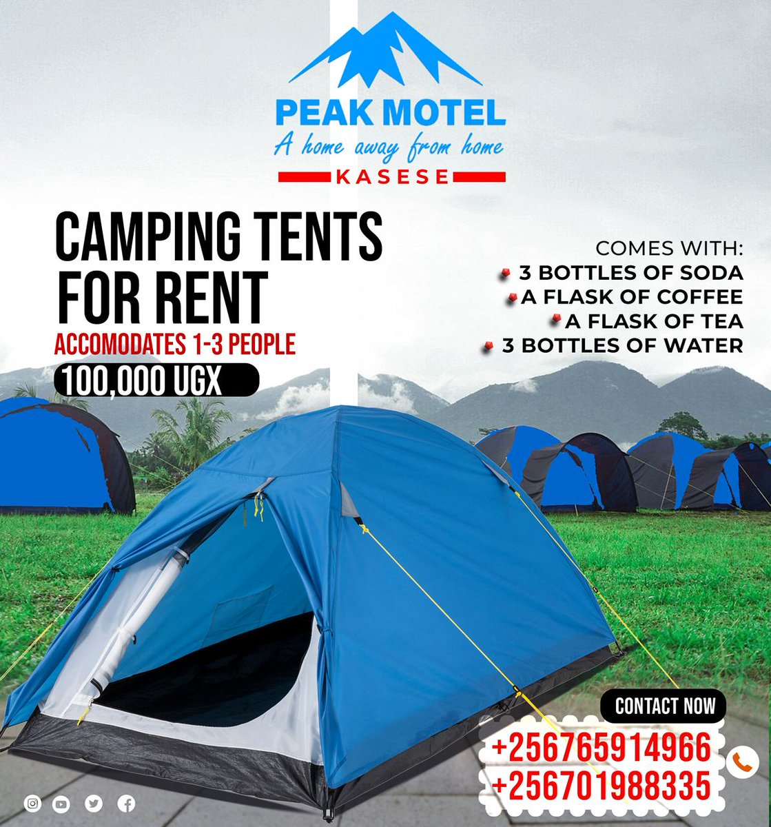 Camping Tents Are available during the Marathon and any other time of need.