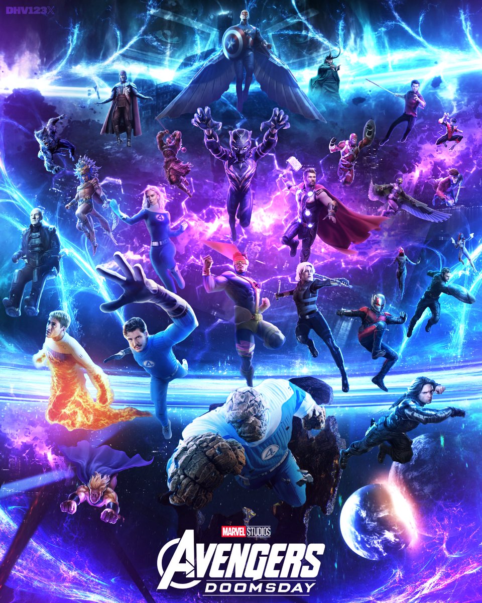 DHV123x's tweet image. Created another AVENGERS DOOMSDAY poster 💎

Featuring all the confirmed cast so far! 🔮

#AvengersDoomsday #MCU #Marvel