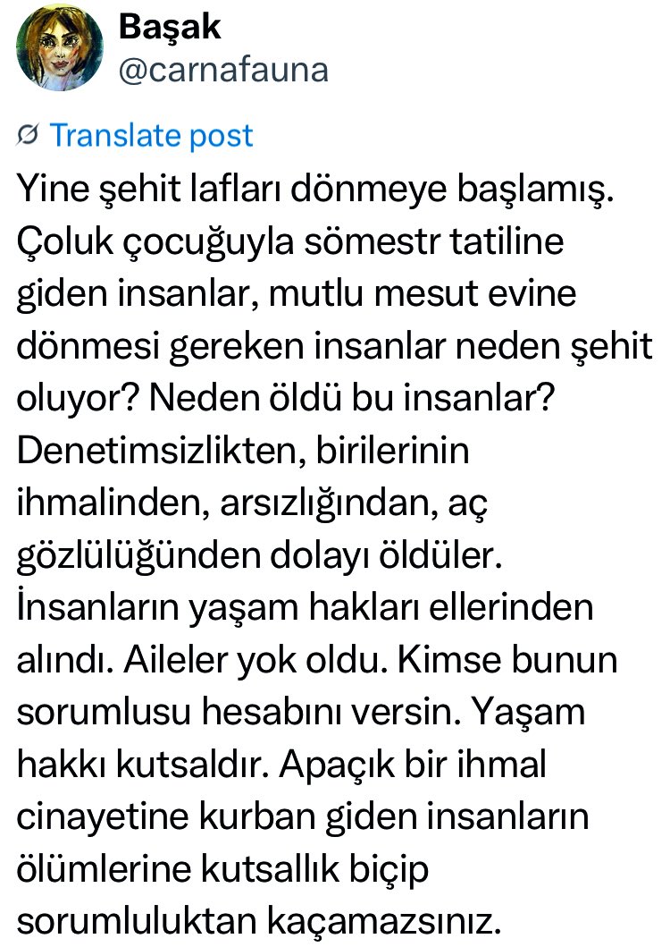 carnafauna's tweet image. Canlar yitirdik. Vatansever, hizmetperver canlar. Hangisinin yasını tutacağımızı, anısını yaşatacağımızı bilemez hale geldik. Yine klişe haberler, değişmeyen hamaset. Siyasi hesaplar, buram buram riya kokan hareketler.
Kaç kere yazdım acaba diye baktım, çok, defalarca.