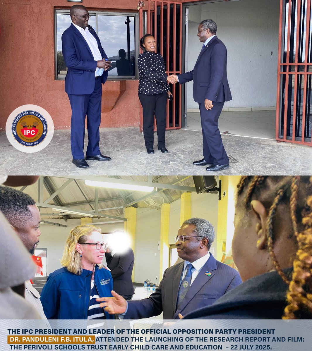 IPC (@ipcnamibia) on Twitter photo On 22 July 2025, President <a href="/ChiefPatriotIPC/">Dr Panduleni Itula</a> attended the launch of the Perivoli Schools Trust research report and film at UNAM’s Leisure Centre in Windhoek. PST empowers nursery teachers to use play and local materials to unlock every child’s learning potential. On 22 July 2025, President <a href="/ChiefPatriotIPC/">Dr Panduleni Itula</a> attended the launch of the Perivoli Schools Trust research report and film at UNAM’s Leisure Centre in Windhoek. PST empowers nursery teachers to use play and local materials to unlock every child’s learning potential.