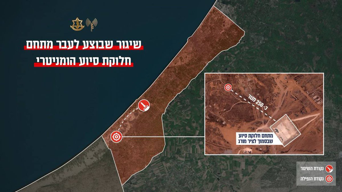 AmitSegal's tweet image. Hamas and the terrorist organizations in Gaza are escalating their fight against the new aid mechanism — a rocket was launched last night from Khan Younis toward the aid distribution area near the Morag Corridor in Rafah and landed about 250 meters away.