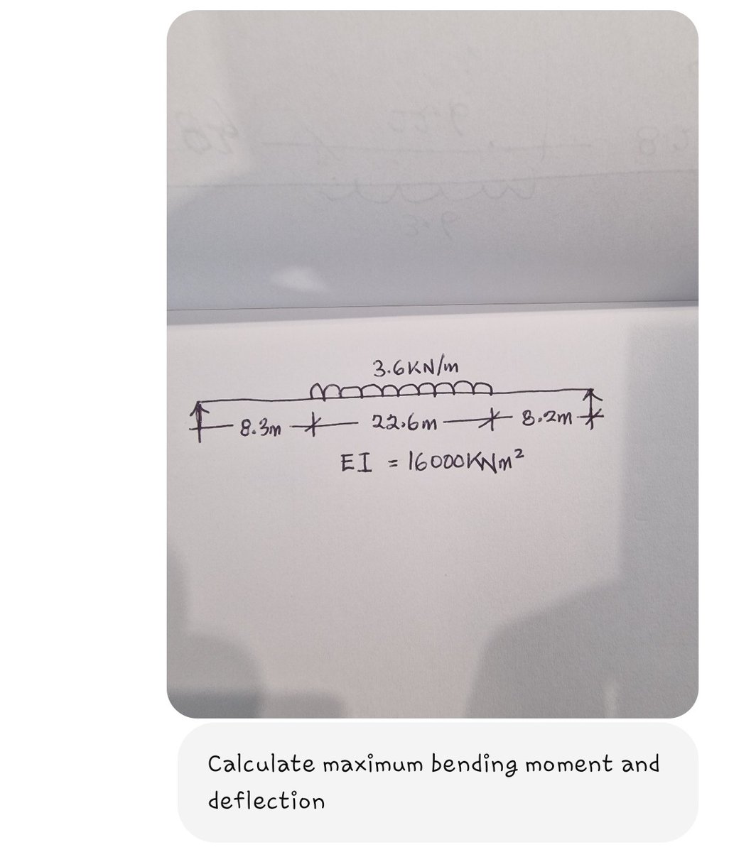 Kunlevski003's tweet image. At the @IStructE Young Engineers Conference held last Friday, a session was on the adoption of AI to solving simple structural calculations.
Using ChatGPT 4.0, I uploaded the first image and asked for the results of the maximum bending moment and maximum deflection after we had…
