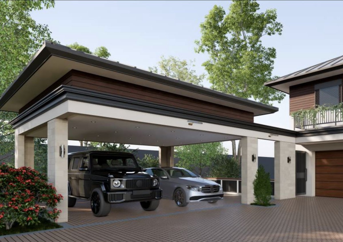arcbazar's tweet photo. Competition Result: See design entries for the “Elegant L-shaped carport – seamless extension of an existing villa” competition in Poland. Congratulations to 1st Prize RAR Architect from Indonesia. See more at https://t.co/ejuYJJP9zl https://t.co/fq9kZm67GR