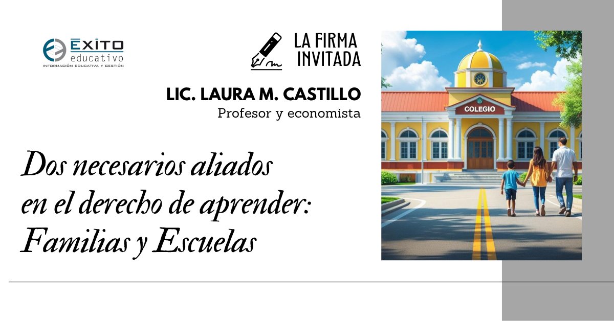 Exito_Educativo's tweet image. ✍️ LA FIRMA INVITADA. La Lic. Laura M. Castillo, directora Fundación Educativa Global (Argentina), reflexiona sobre cómo las diferentes configuraciones familiares pueden influir en el proceso educativo
🔗exitoeducativo.net/aliados-derech…
#LasFirmasDeÉxitoEducativo #Educación #Familias
