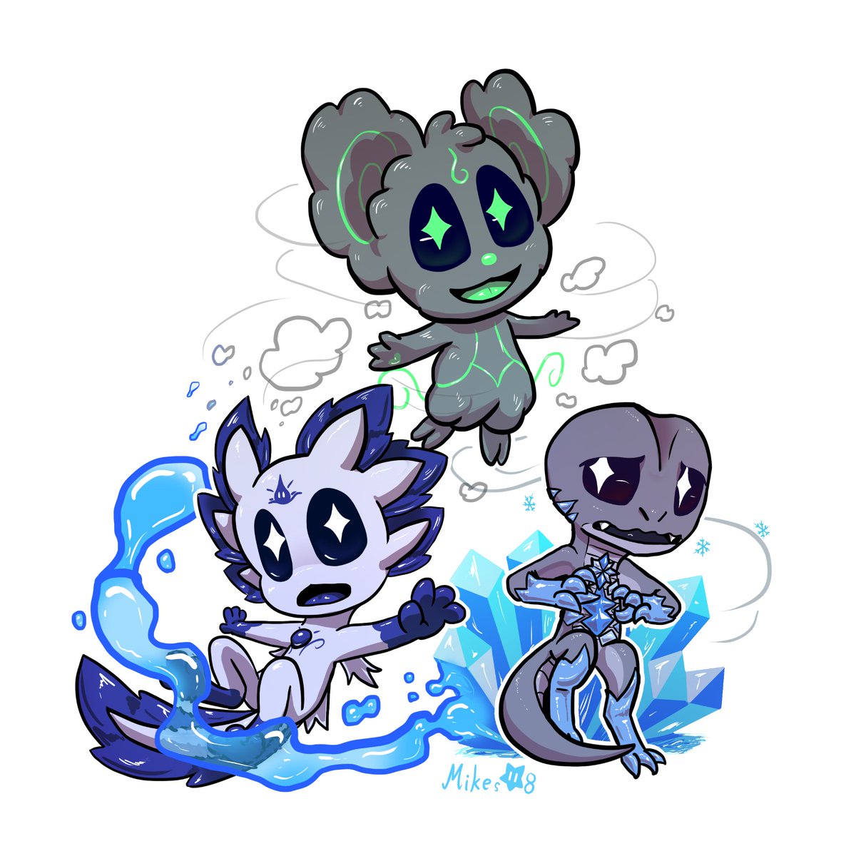 Mikes1184's tweet photo. :Elementals:

Commission done for @WispyParadox of these 3 fellas~
#digitalart #commissionart https://t.co/cVBpnIvnwi