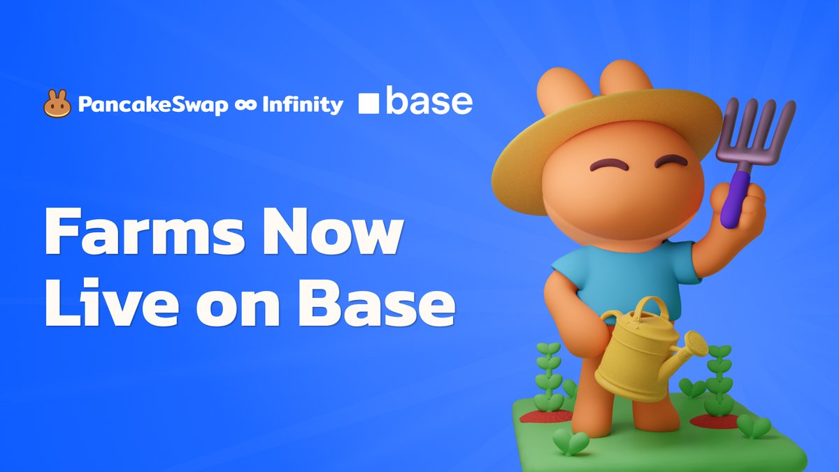 PancakeSwap (@pancakeswap) on Twitter photo โพ๏ธInfinity Farms is now live on <a href="/base/">Base</a> ๐ฆ
No staking. No extra clicks. Just add liquidity in eligible pools and start stacking Farming rewards when your position is in range and a Swap occurs.
Farmingโs never felt this good.
Learn More โ blog.pancakeswap.finance/articles/farmiโฆ โพ๏ธInfinity Farms is now live on <a href="/base/">Base</a> ๐ฆ
No staking. No extra clicks. Just add liquidity in eligible pools and start stacking Farming rewards when your position is in range and a Swap occurs.
Farmingโs never felt this good.
Learn More โ blog.pancakeswap.finance/articles/farmiโฆ